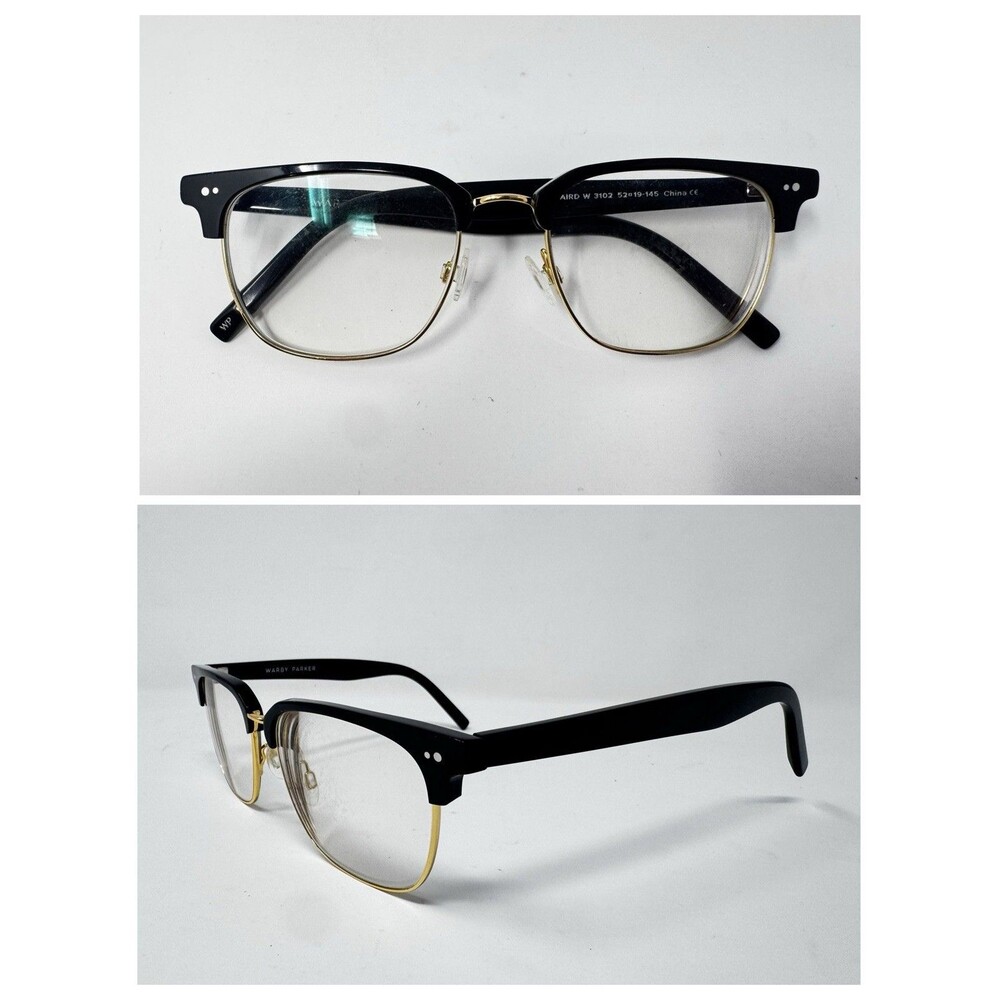 Warby Parker Baird W 3102 Black Gold Eyeglass Frames 52-19-145